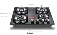 TTK Prestige Vogue Hob Top, PHTV 04 - One Touch Advanced Auto Ignition Cast Iron Pan Support Ultra Slim Body Brass Burner Convertible Design